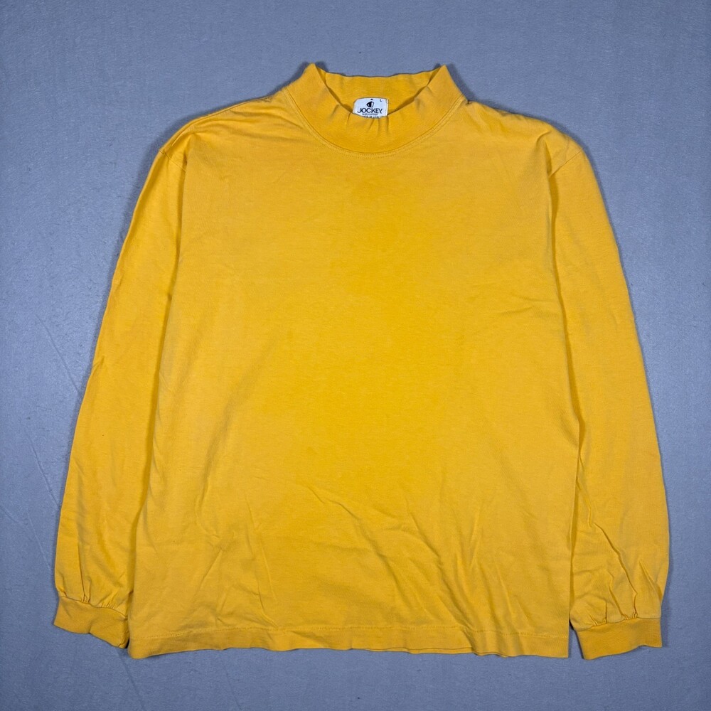 Vintage 90s Jockey Single Stich Men's Large Long Sleeve Yellow Made in USA